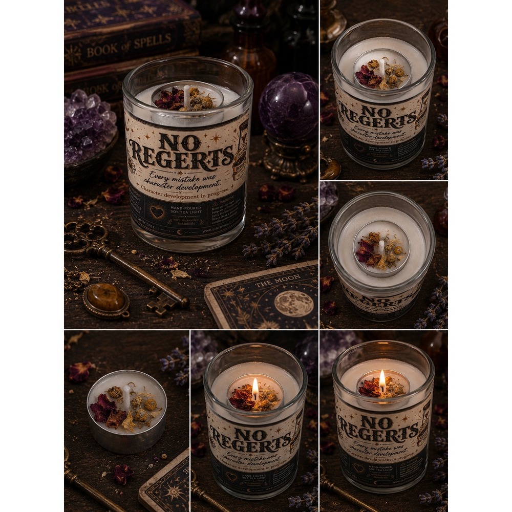 No Regerts Soy Tea Light Candle Set